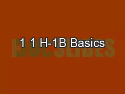 1 1 H-1B Basics