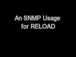 An SNMP Usage for RELOAD