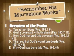 “Remember His Marvelous Works”