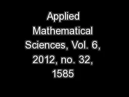 Applied Mathematical Sciences, Vol. 6, 2012, no. 32, 1585 