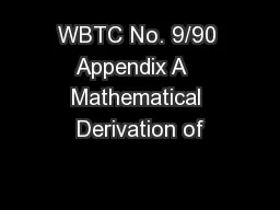 WBTC No. 9/90 Appendix A   Mathematical Derivation of