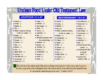Unclean Food Under Old Testament LawUnclean Food Under Old Testament L