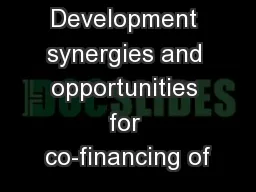 Development synergies and opportunities for co-financing of