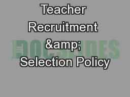 Teacher Recruitment & Selection Policy