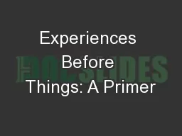 Experiences Before Things: A Primer