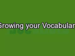 Growing your Vocabulary