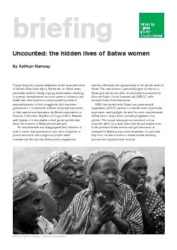 Uncounted: the hidden lives of Batwa womenBy Kathryn RamsayDespite bei