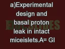 a)Experimental design and basal proton leak in intact miceislets.A= Gl
