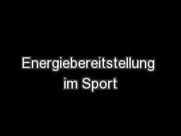 Energiebereitstellung im Sport