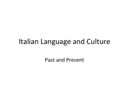 Italian Language and Culture