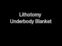 Lithotomy Underbody Blanket