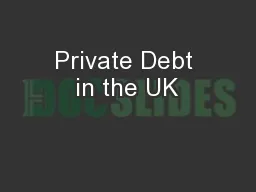 Private Debt in the UK