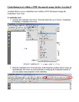 Underlining text within a PDF document using Adobe Acrobat 8
