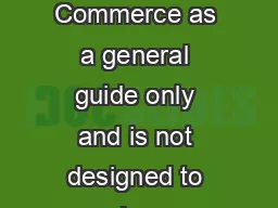 This information is provided by the Department of Commerce as a general guide only and
