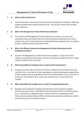 Management of Under-Performance FAQs