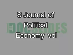 S Journal of Political Economy  vol