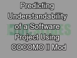 Predicting Understandability of a Software Project Using COCOMO II Mod