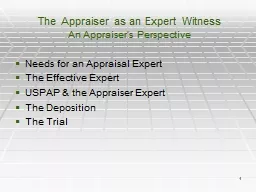 1 The Appraiser as an Expert Witness