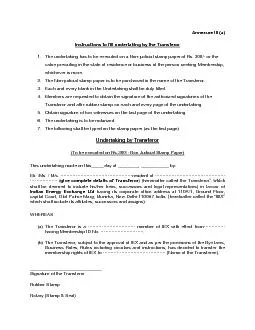 Instructions to fill undertaking by the Transferor