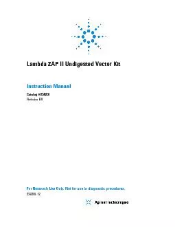 Lambda ZAP II Undigested Vector KitInstruction ManualCatalog #236201Re