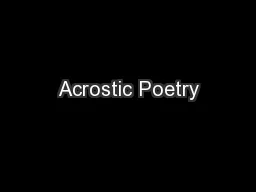 Acrostic Poetry
