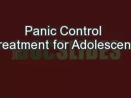 Panic Control Treatment for Adolescents