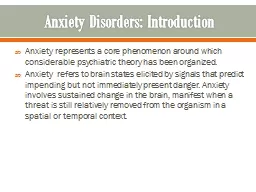 Anxiety Disorders: Introduction