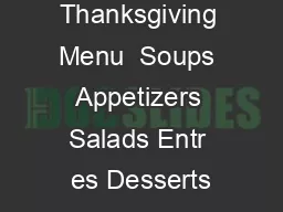 ANDLE CAFE Thanksgiving Menu  Soups Appetizers Salads Entr es Desserts