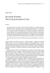 1Effie FokasISLAM IN EUROPE: THE UNEXCEPTIONAL CASEAbstractThis paper