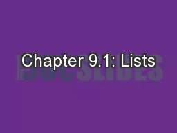 Chapter 9.1: Lists