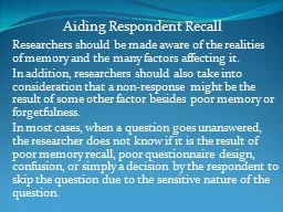 Aiding Respondent Recall