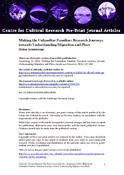 Centre for Cultural Research PrePrint Journal Articles Armstrong (2004