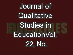 International Journal of Qualitative Studies in EducationVol. 22, No.