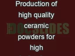 Lec Ceramic Powder Preparation  I Synthesis of ceramics powders Production of high quality
