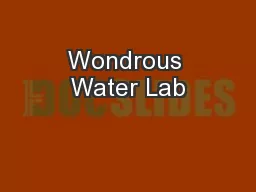 Wondrous Water Lab