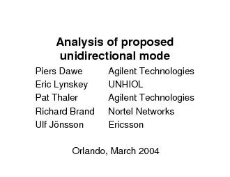 Orlando, March 2004Analysis of proposed unidirectional mode