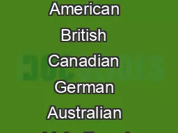 Age of Cuckolds  American  British  Canadian  German  Australian  Irish  French