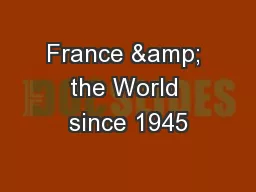 France & the World since 1945