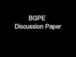 BGPE Discussion Paper