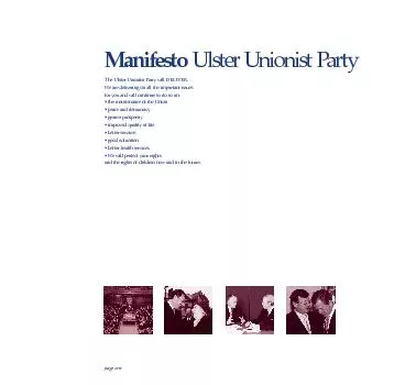 Manifesto Ulster Unionist PartyThe Ulster Unionist Party will DELIVER.