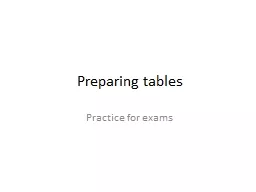 Preparing tables