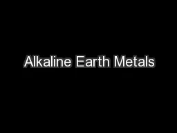 Alkaline Earth Metals