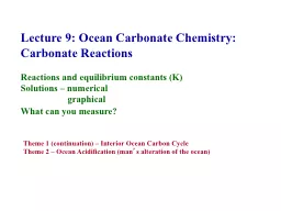 Lecture 9: Ocean Carbonate Chemistry: