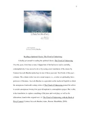 Reading a Spiritual Classic: The Cloud of Unknowing