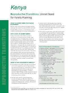 REPRODUCTIVE TRANSITIONSWHAT IS UNMET NEED FOR FAMILY PLANNING?  