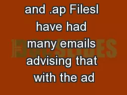 RW_Tools and .ap FilesI have had many emails advising that with the ad