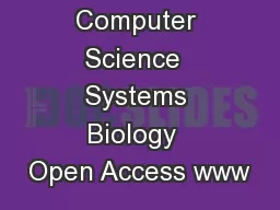 Journal of Computer Science  Systems Biology  Open Access www