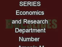 ERD POLICY BRIEF SERIES Economics and Research Department Number  Arsenio M
