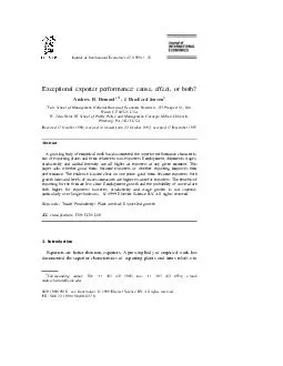 Journal of International Economics    Exceptional exporter performance cause effect or