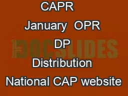 Supersedes CAPR    January  OPR DP Distribution National CAP website